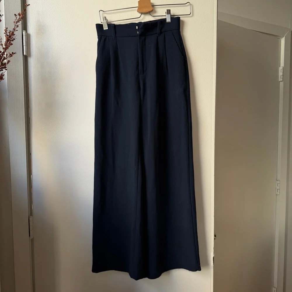 Abercrombie & Fitch Navy Wide-Leg Trousers - Picture 5 of 7
